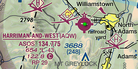 Sectional chart detail showing Harriman-and-West airport information.