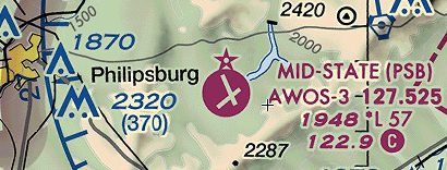 Sectional chart detail showing Philipsburg airport.